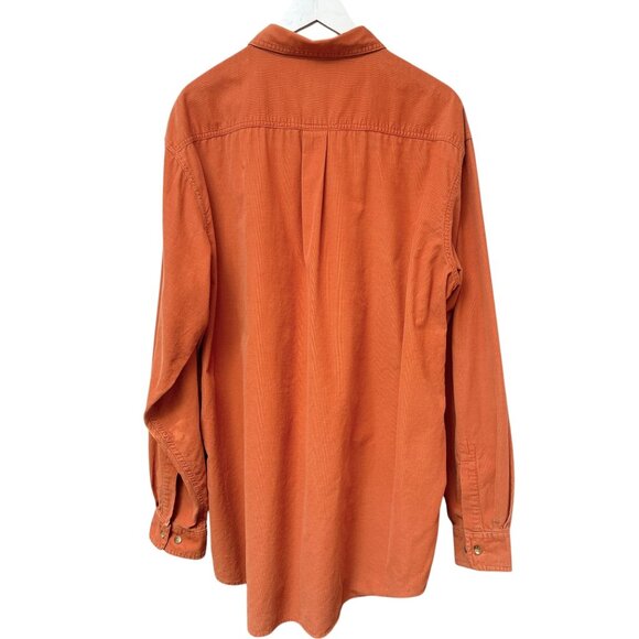 L.L BEAN Mens Corduroy Shirt XL Tall 100% Cotton Orange Long Sleeve Button up Vi - Picture 3 of 9
